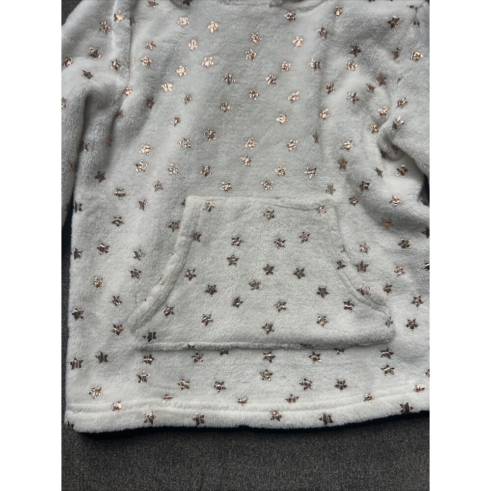 BCBG Girls Fleece Hoodie  6 White Gold Star Print With Ears Pullover - Picture 4 of 7